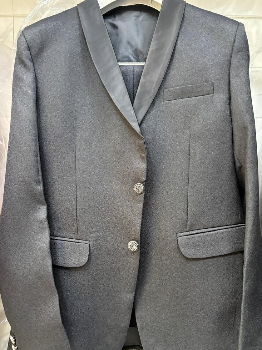 Club AK Men's Charcoal Grey Tuxedo Suit | Premium 3-Piece Formal Wedding suit