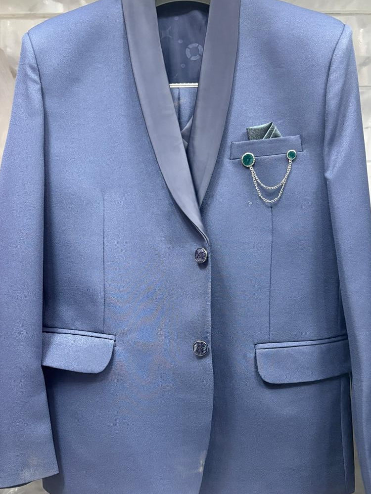Club AK Men's Luxury Steel Blue Three Piece Suit | Wedding, Reception & Cocktail Wear