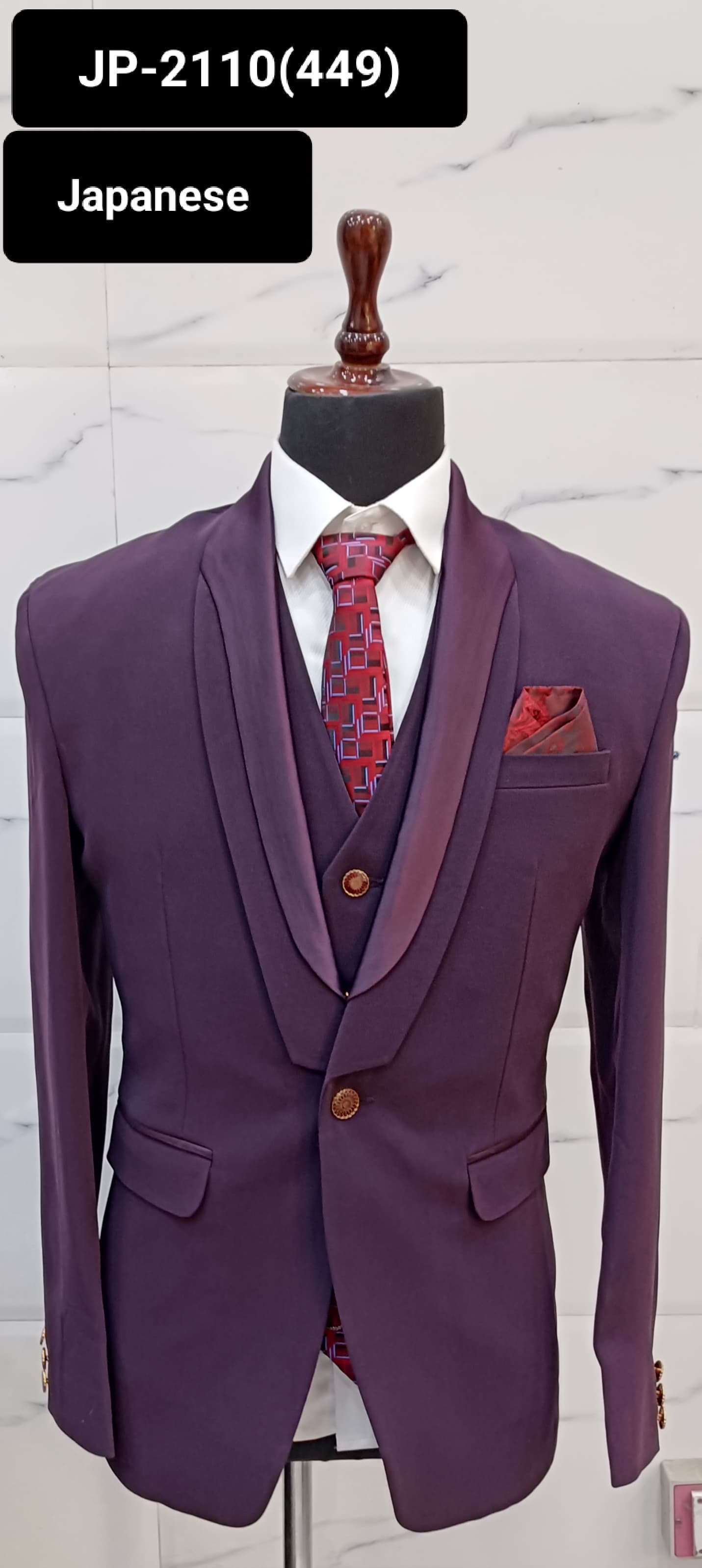 Japanese Luxury 3-Piece Suit for Winter Events