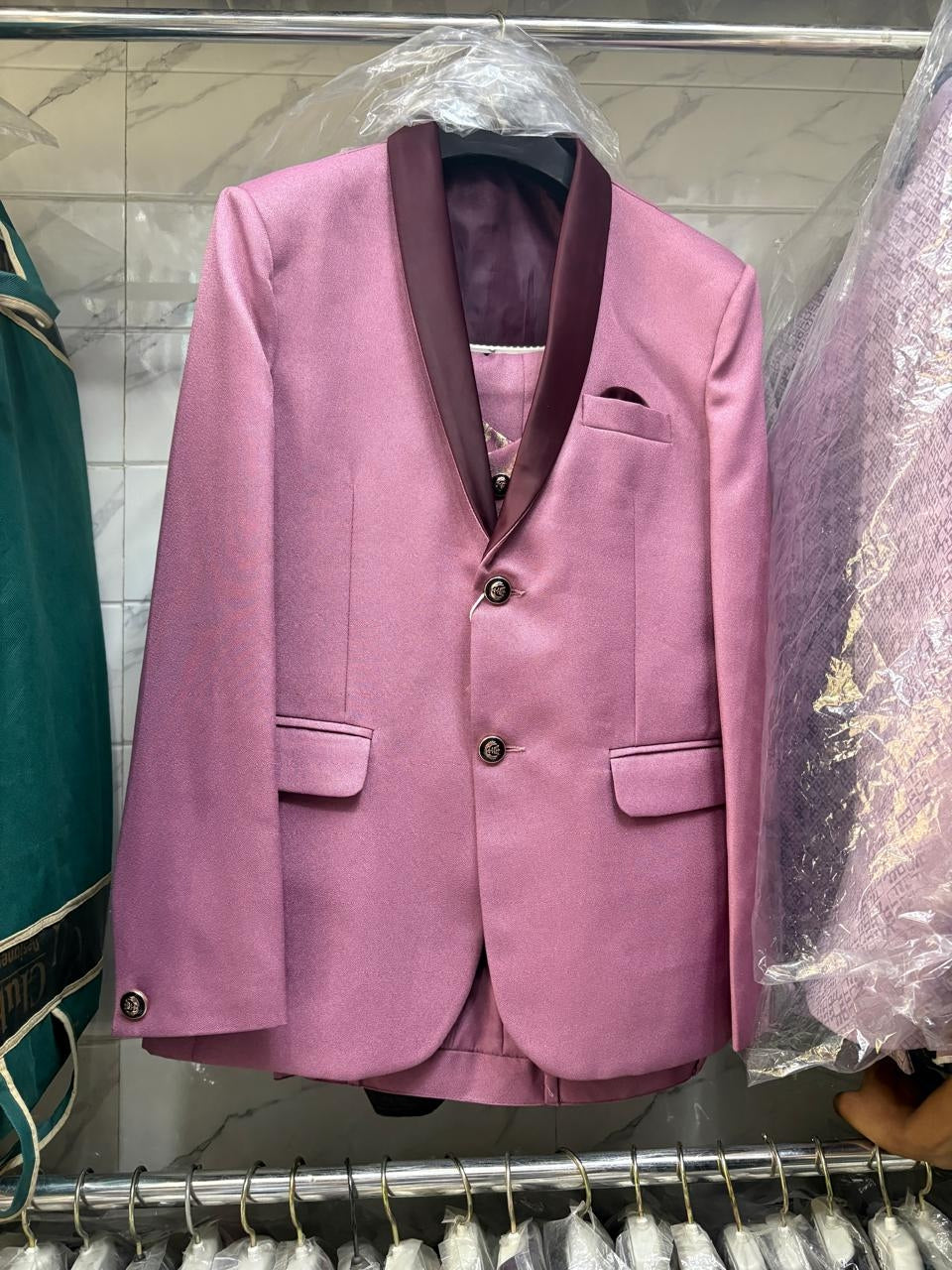 Club AK Men's Premium Pink Three Piece Suit