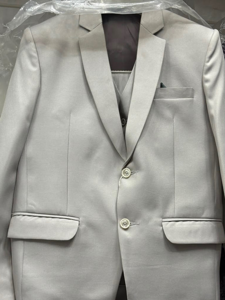 Club AK Men's Light Grey 3 Piece Suit for Men | Premium Slim Fit Blazer, Waistcoat and Trouser Set