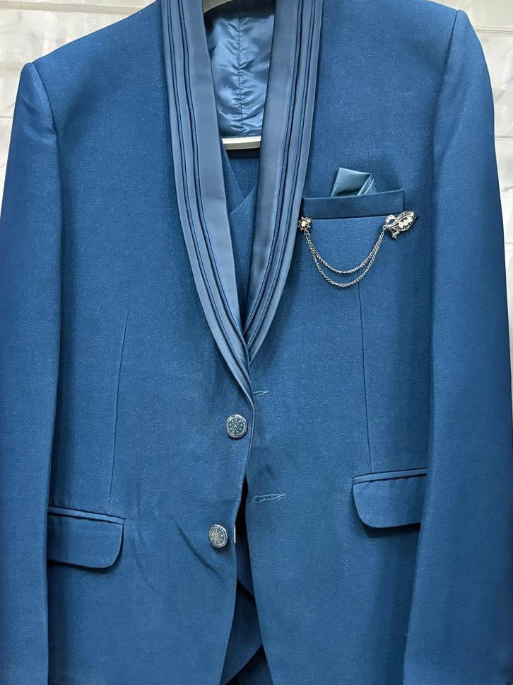 Club AK Royal Blue Shawl Lapel 3 Piece Suit | Men's Wedding & Engagement Wear