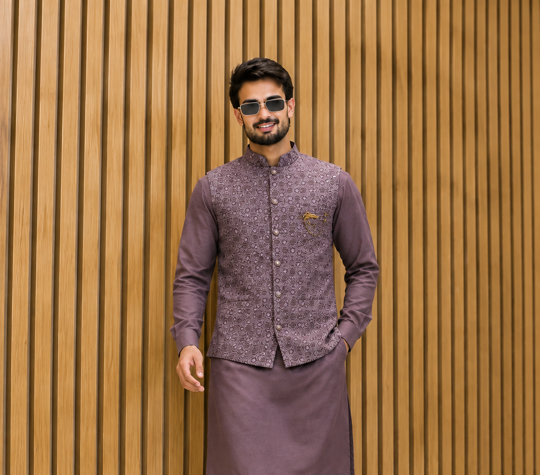 CLUB AK Premium Designer Embroidered Nehru Jacket Kurta Set for Men