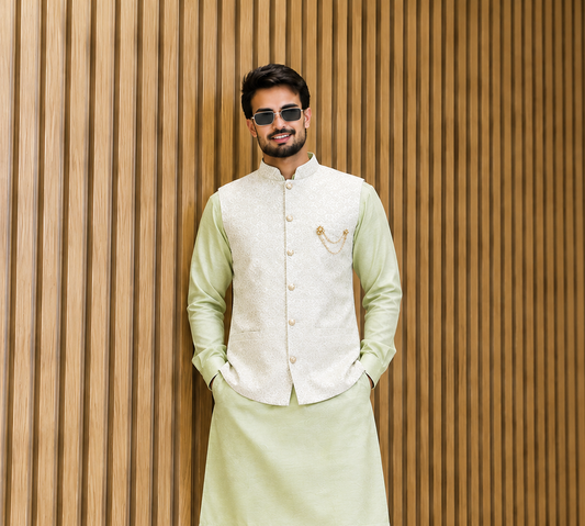 Club AK Men's Designer Jacquard Nehru Jacket with Kurta for Wedding, Party & Festive Wear