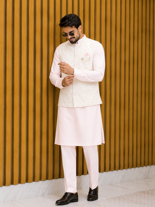 CLUB AK Designer Embroidered Waistcoat Kurta Set for Men | Traditional Wedding & Festive Wear