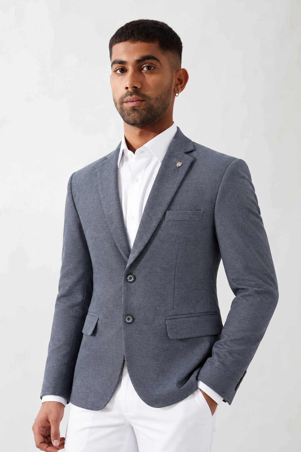 CLUB AK Men’s Premium Solid Blazer with Notch Lapel, Two-Button Closure, Flap Pockets & Tailored Fit