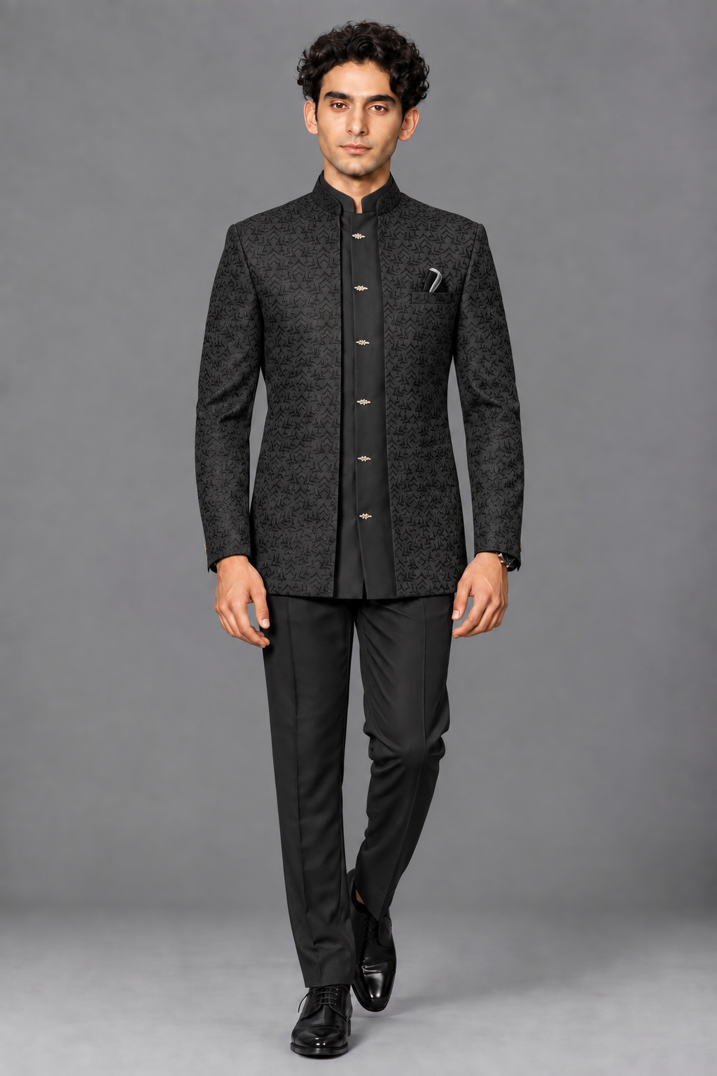 Club AK Men’s Premium Jacquard Bandhgala shrug Suit Set | Traditional Wedding & Festive Wear
