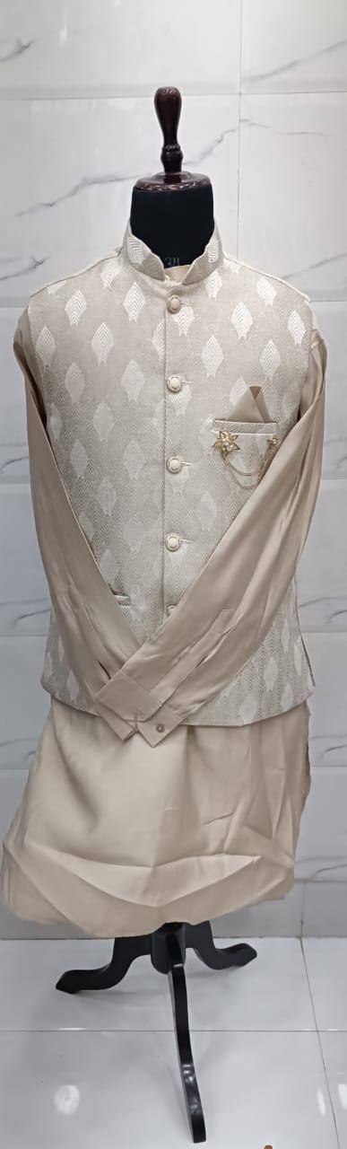 Sanskriti Culture Men's Kurta Koti With Designed Jacket