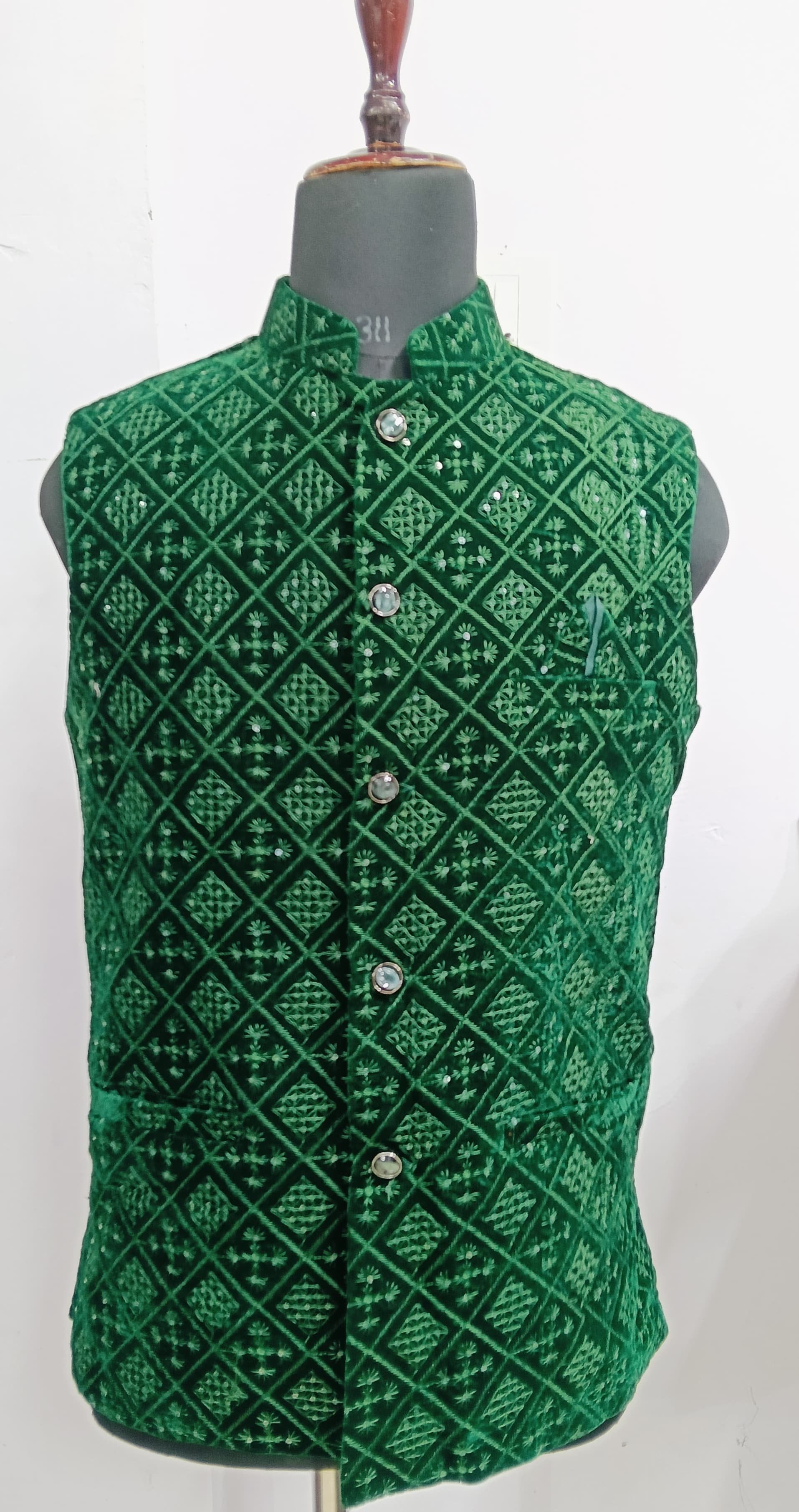 Ethnic Designed Velvet Waistcoat for Men for Festivals