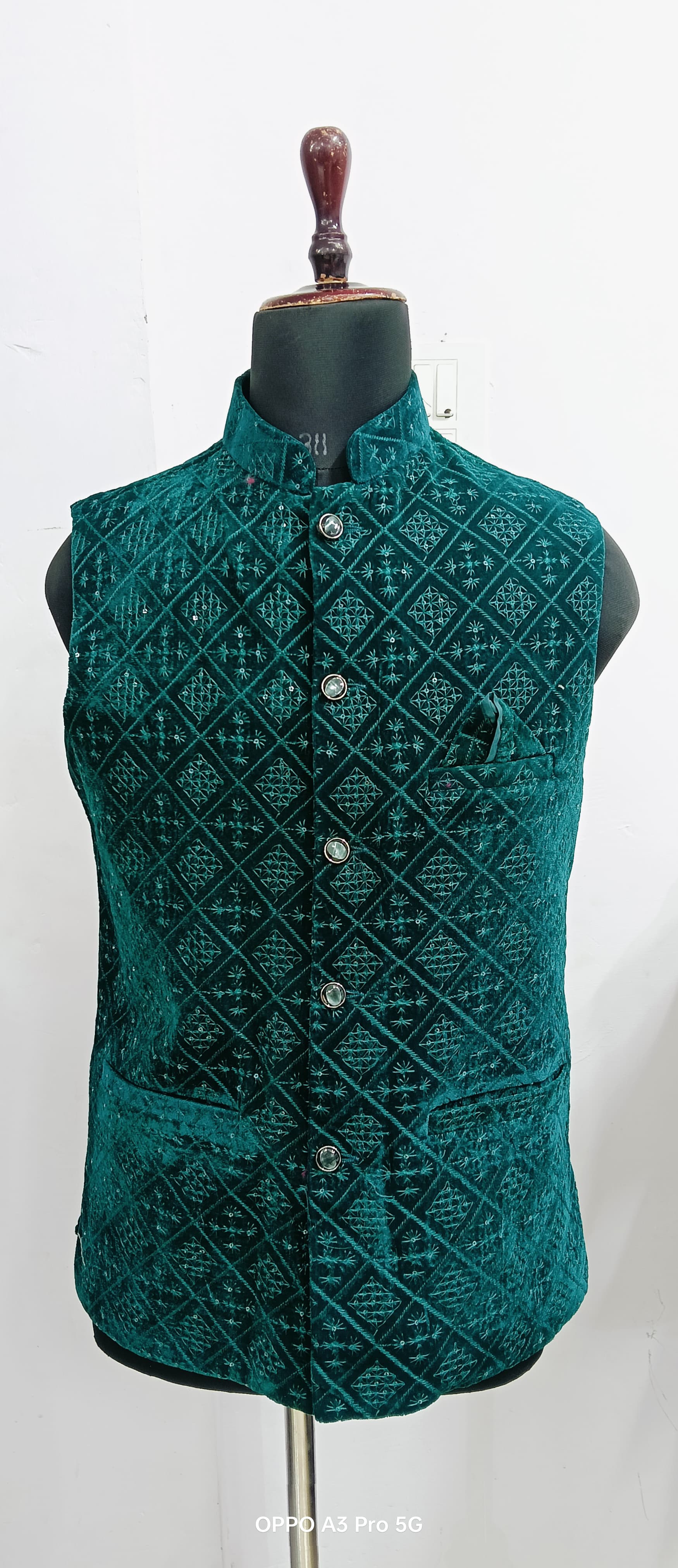 Ethnic Designed Velvet Waistcoat for Men for Festivals