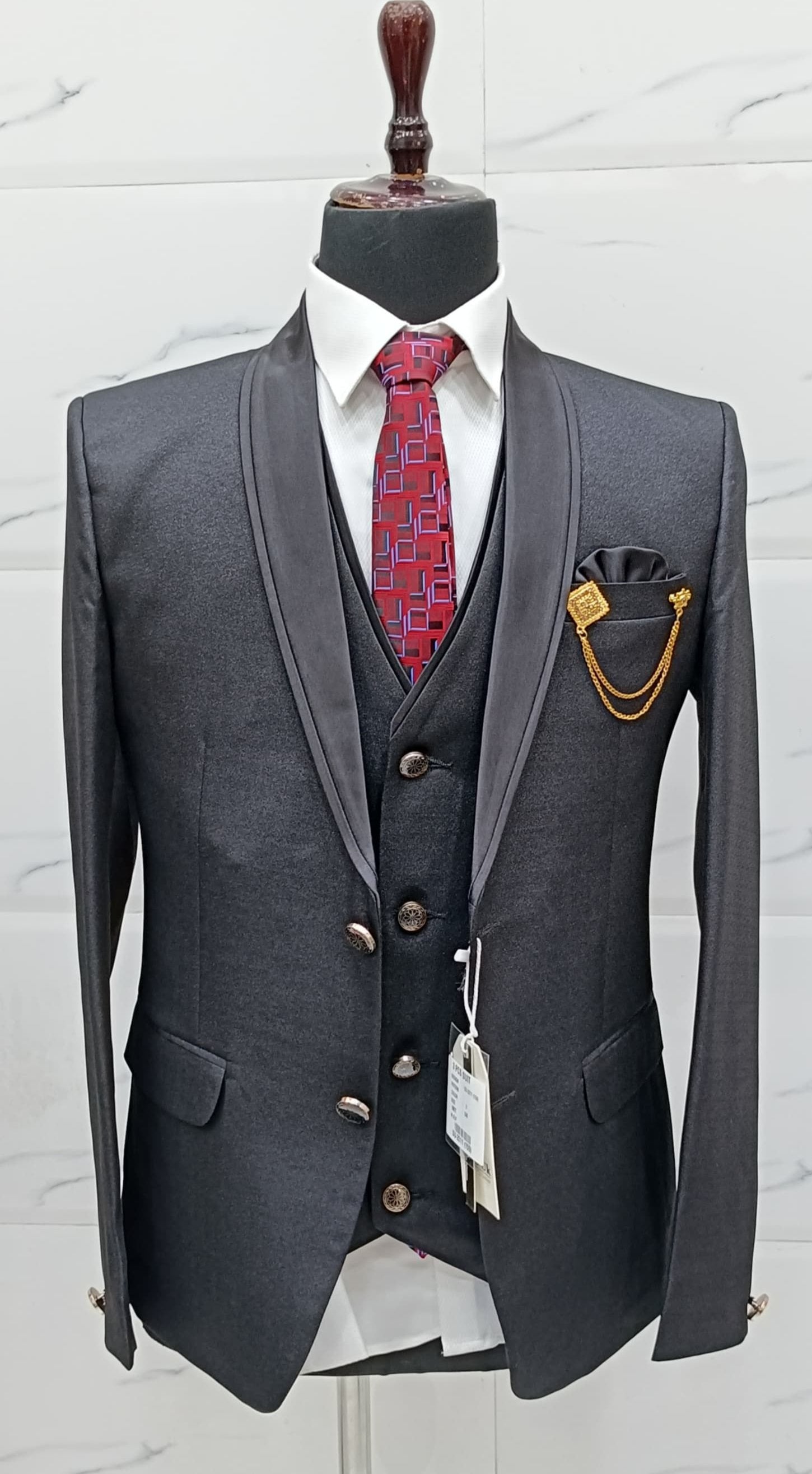 Latest Black Diamond Coat-Pant Design for Parties