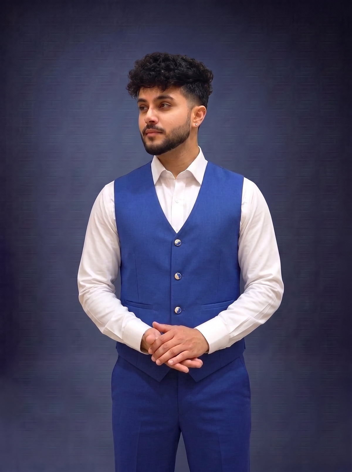 Club AK Men's Premium Royal Blue 3 Piece Suit for Men