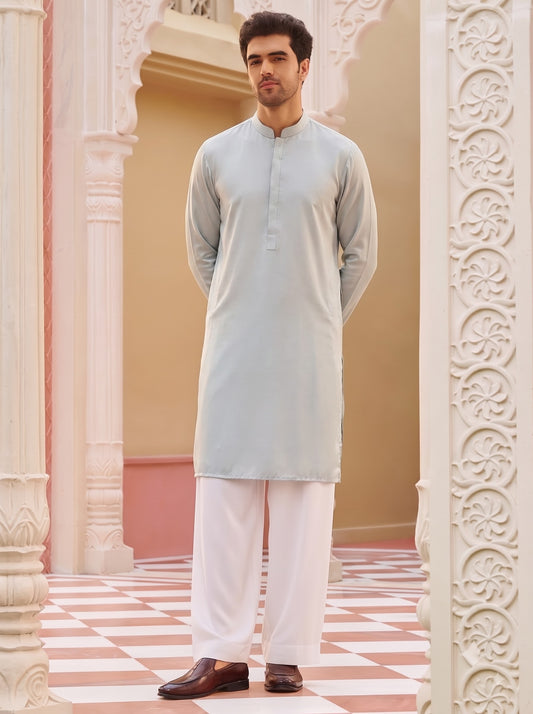 Club AK Men's Grey Kurta Pajama with Embroidered Nehru Jacket – Premium Wedding, Festive & Ethnic Wear