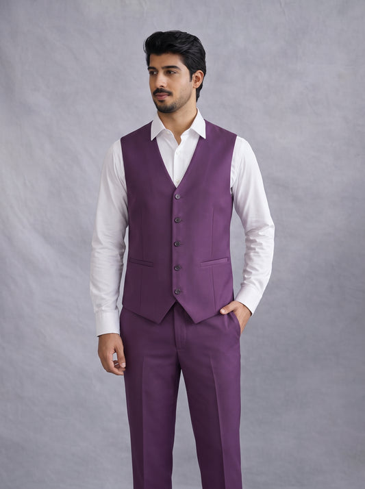 Club AK Premium Purple 3 Piece Suit for Men | Wedding & Party Wear