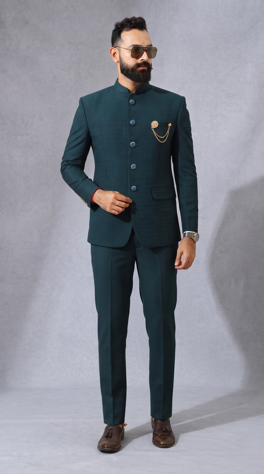 Club AK Men's Textured Jodhpuri Suit | Designer Bandhgala Wedding Suit