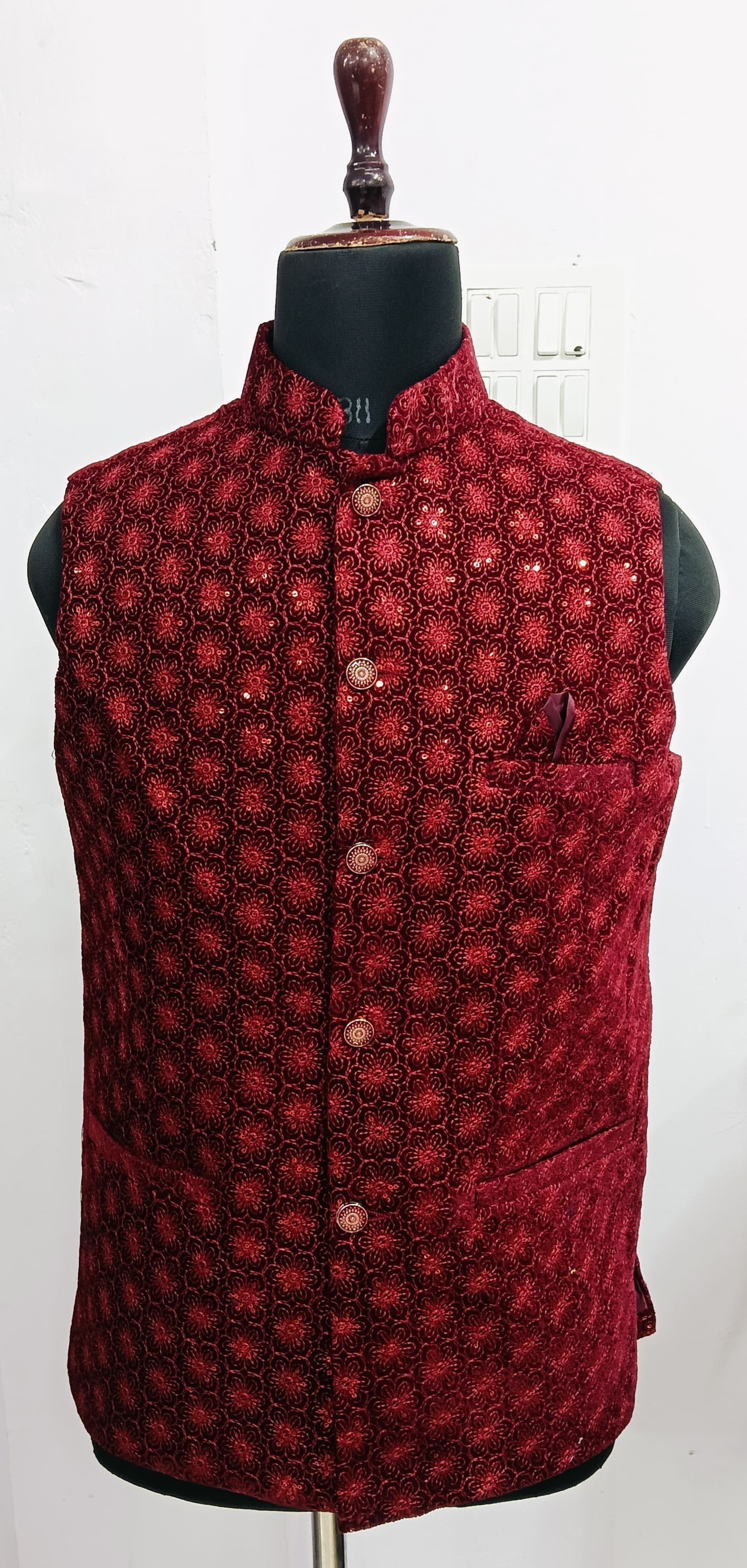 Velvet Ethnic Waistcoat for Men in India