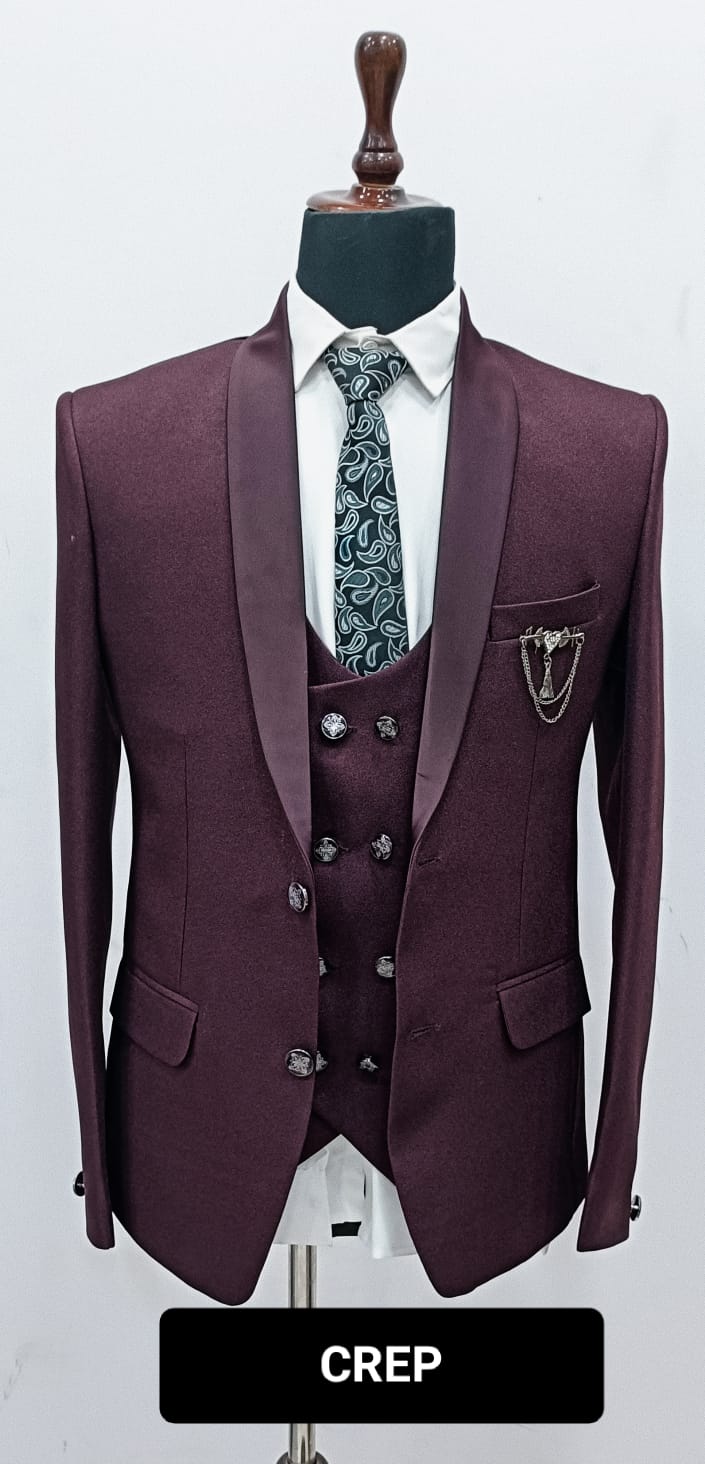 Men's Crep 3-piece suits for party wear