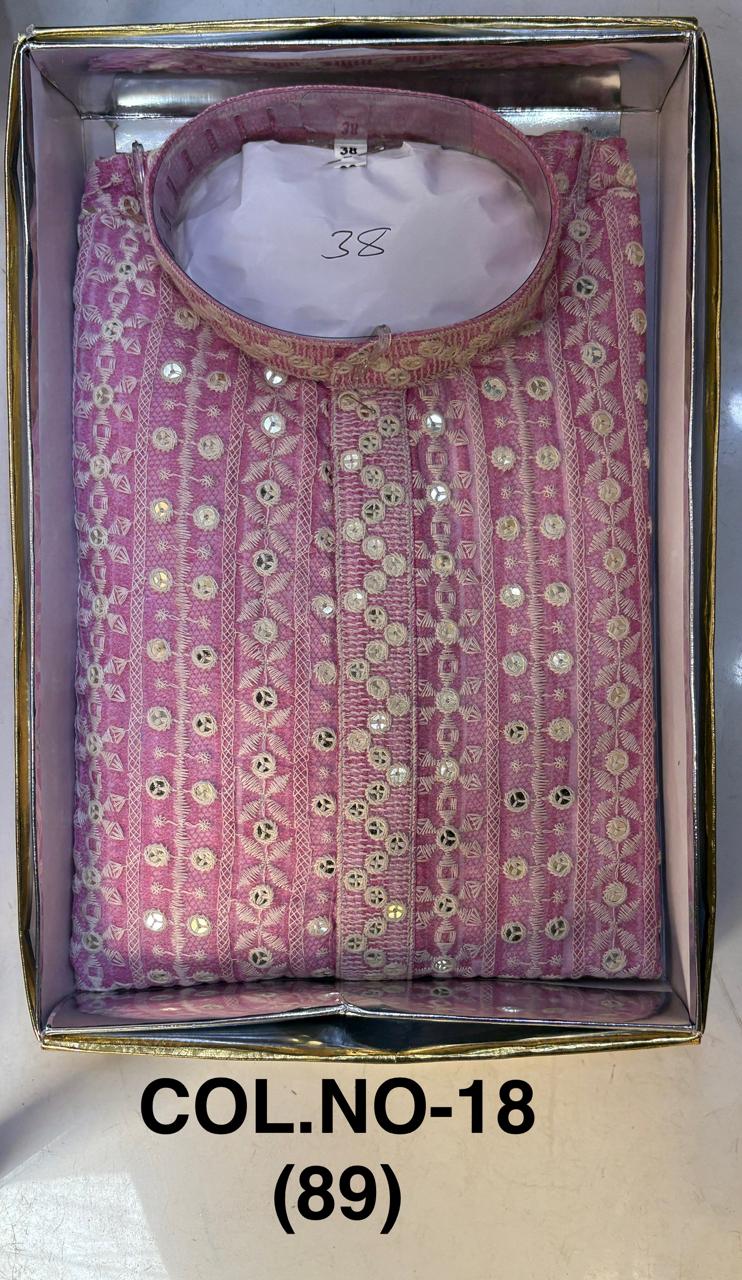 Cotton Silk Embroidery Kurta for men