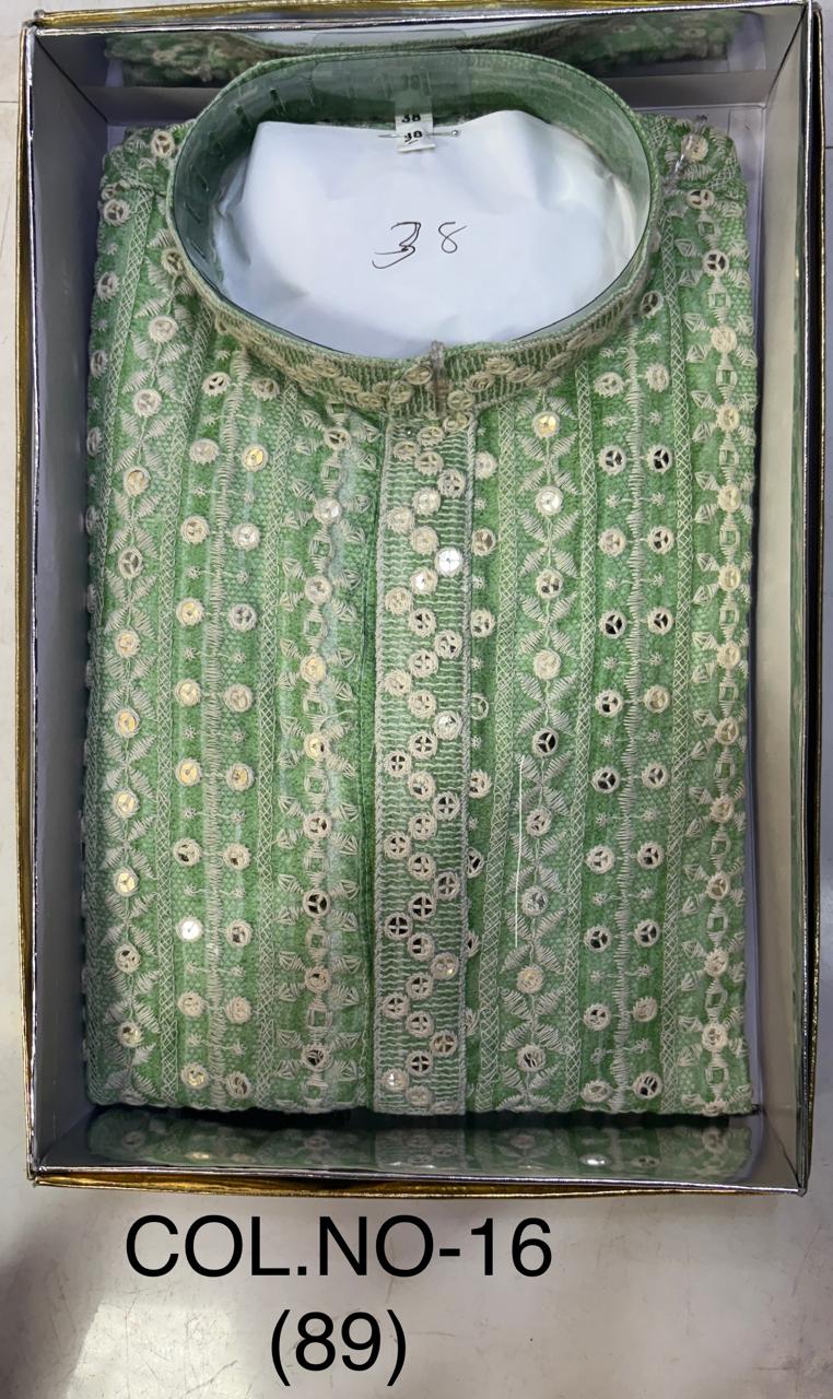 Cotton Silk Embroidery Kurta for men