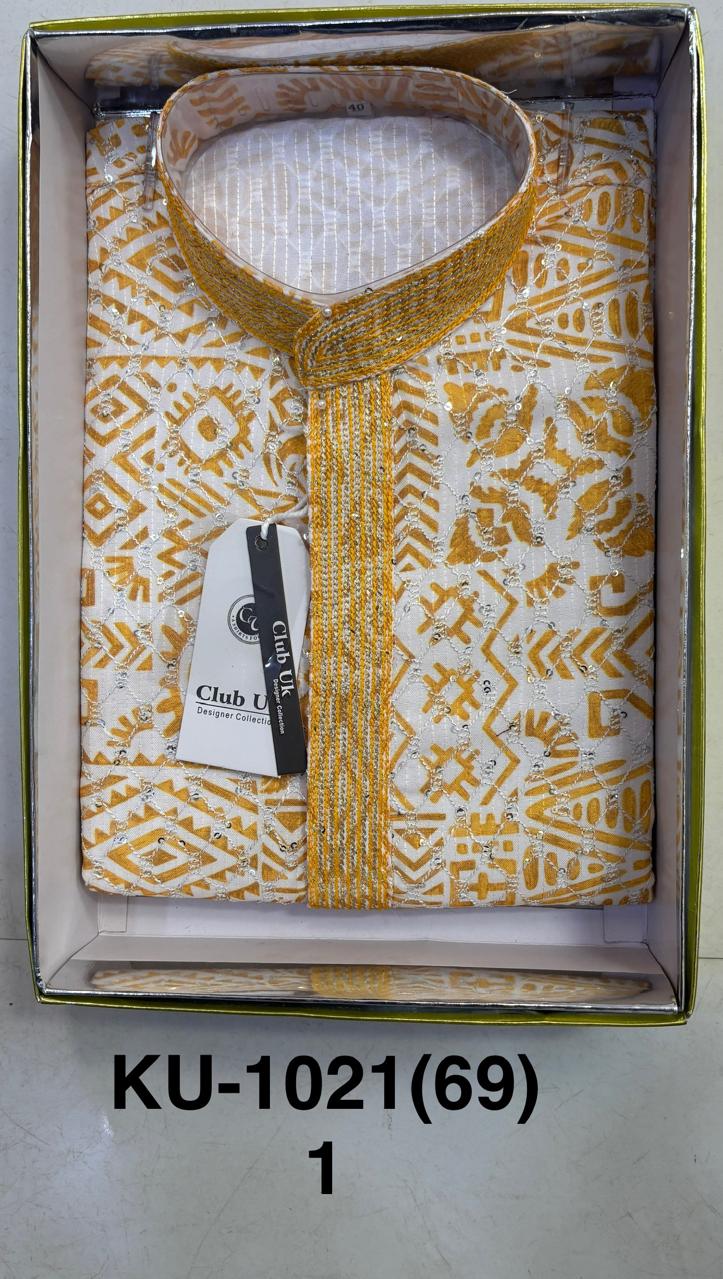 Men's Cotton Silk Embroidery Kurta