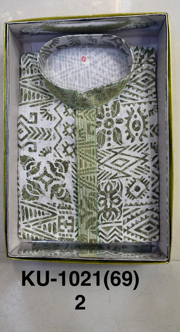 Men's Cotton Silk Embroidery Kurta