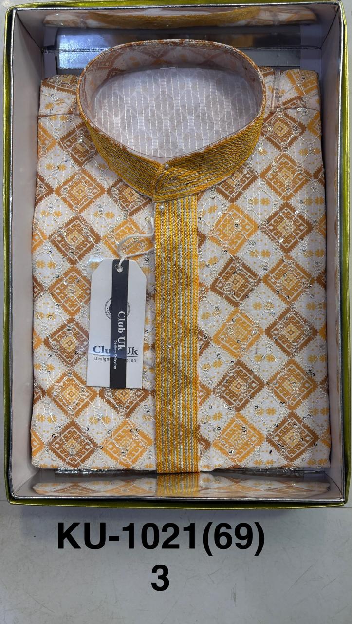Men's Cotton Silk Embroidery Kurta