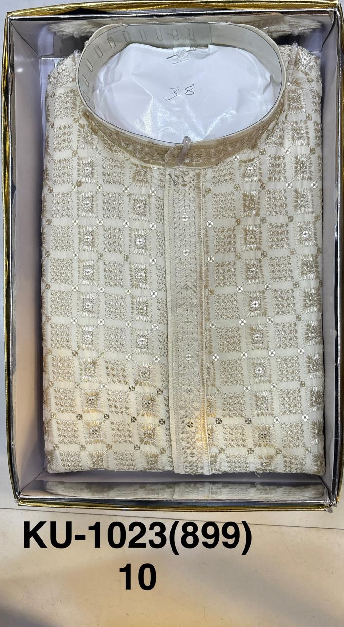 Men's Cotton Silk Embroidery Kurta