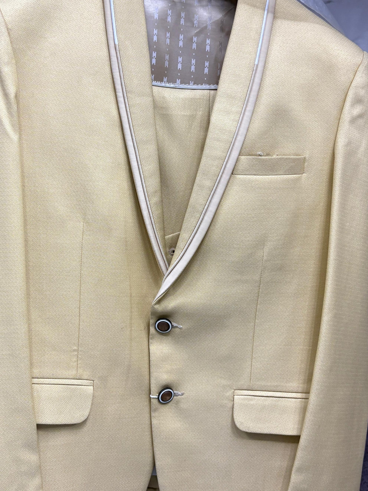 Men's cream wedding suit