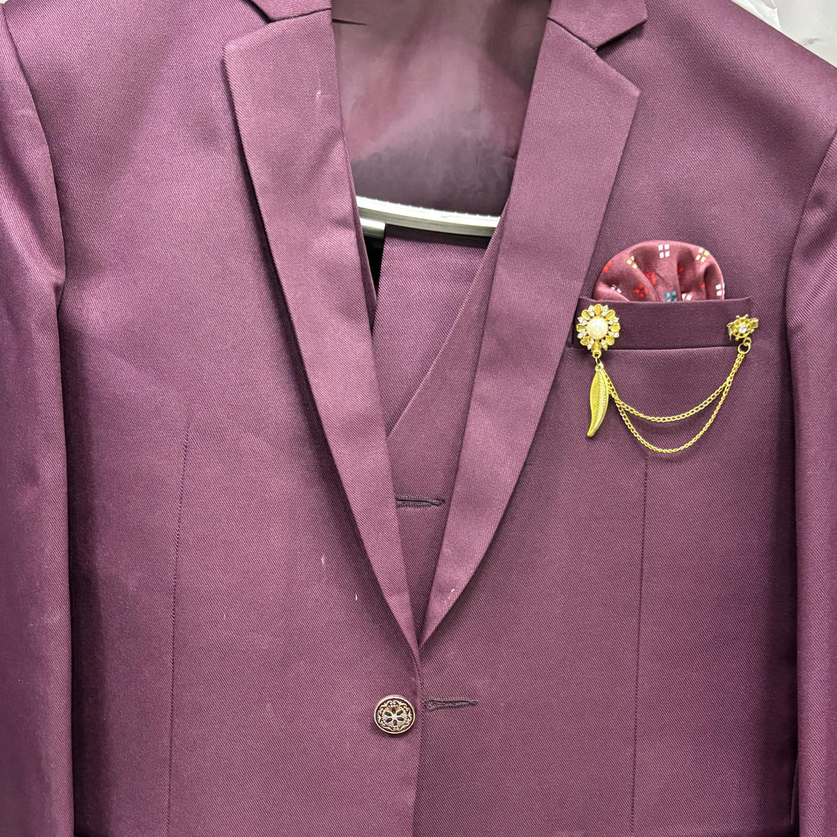 Club AK Plum Purple 3 Piece Suit for Men | Luxury Wedding Wear