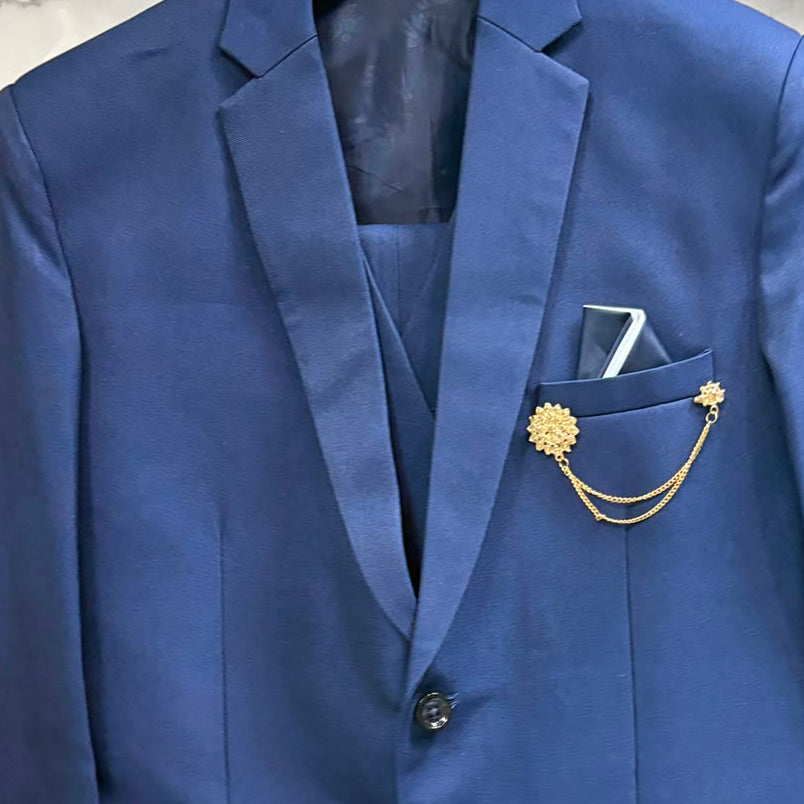 Club AK Royal Blue Slim Fit 3 Piece Suit for Men | Premium Formal Wear