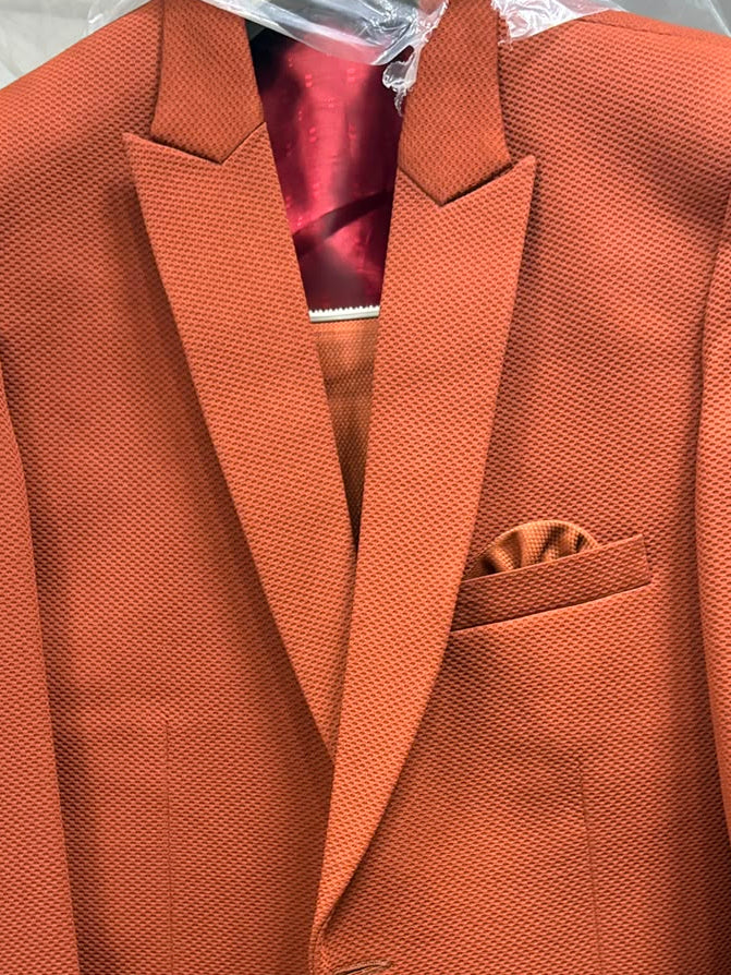 Club AK Men's Premium Rust Orange Wedding Suit for Men with Double Breasted Waistcoat and Formal Pants | Party Wear Blazer Set