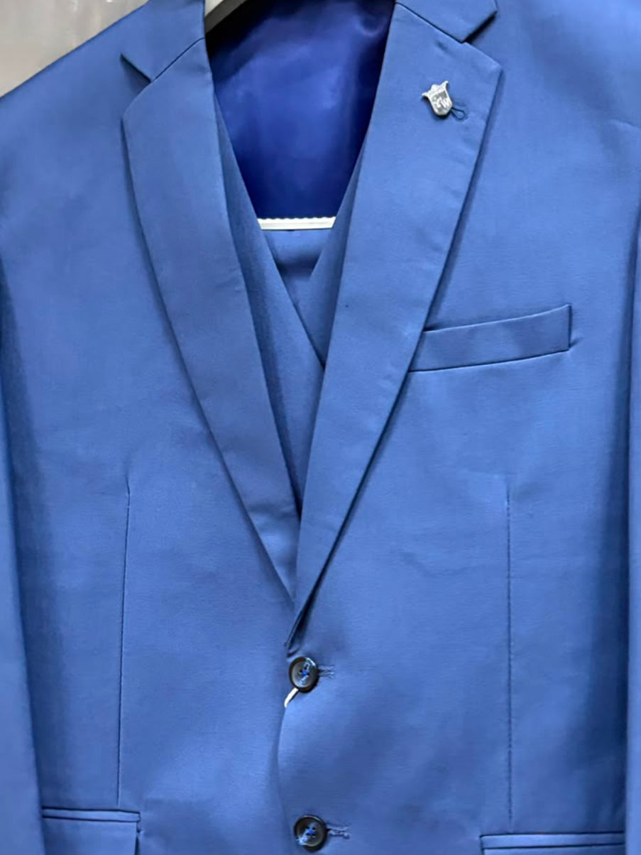 Club AK Men's Designer Light Blue 3 Piece Suit Set with Classic Waistcoat | Luxury Party Wear Suit for Men