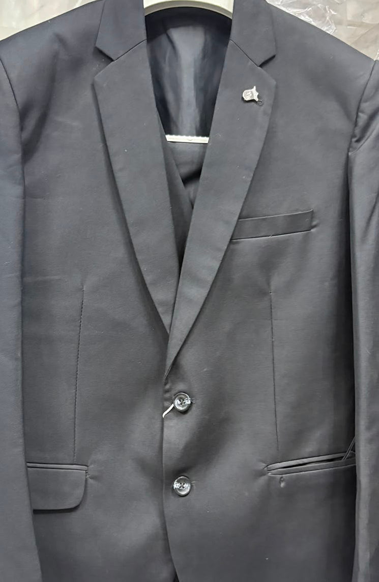 Club AK Men's Designer Black 3 Piece Suit Set with Classic Waistcoat | Luxury Party Wear Suit for Men