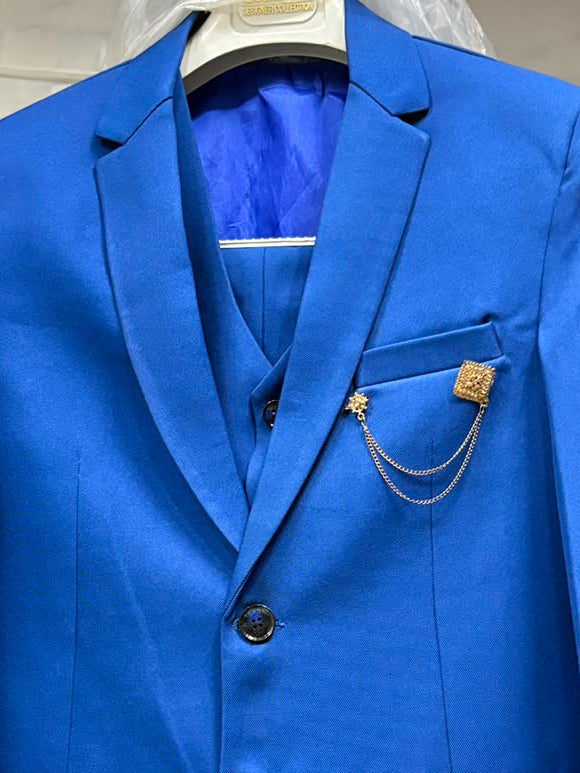 club AK Men's Luxury Royal Blue Blazer Suit Set with Waistcoat and Trousers | Club AK