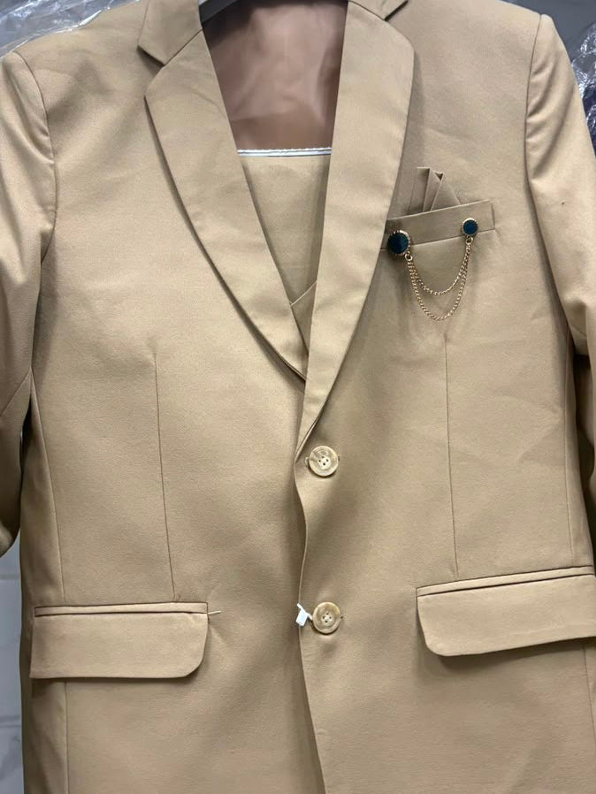 Men's beige director three-piece suit