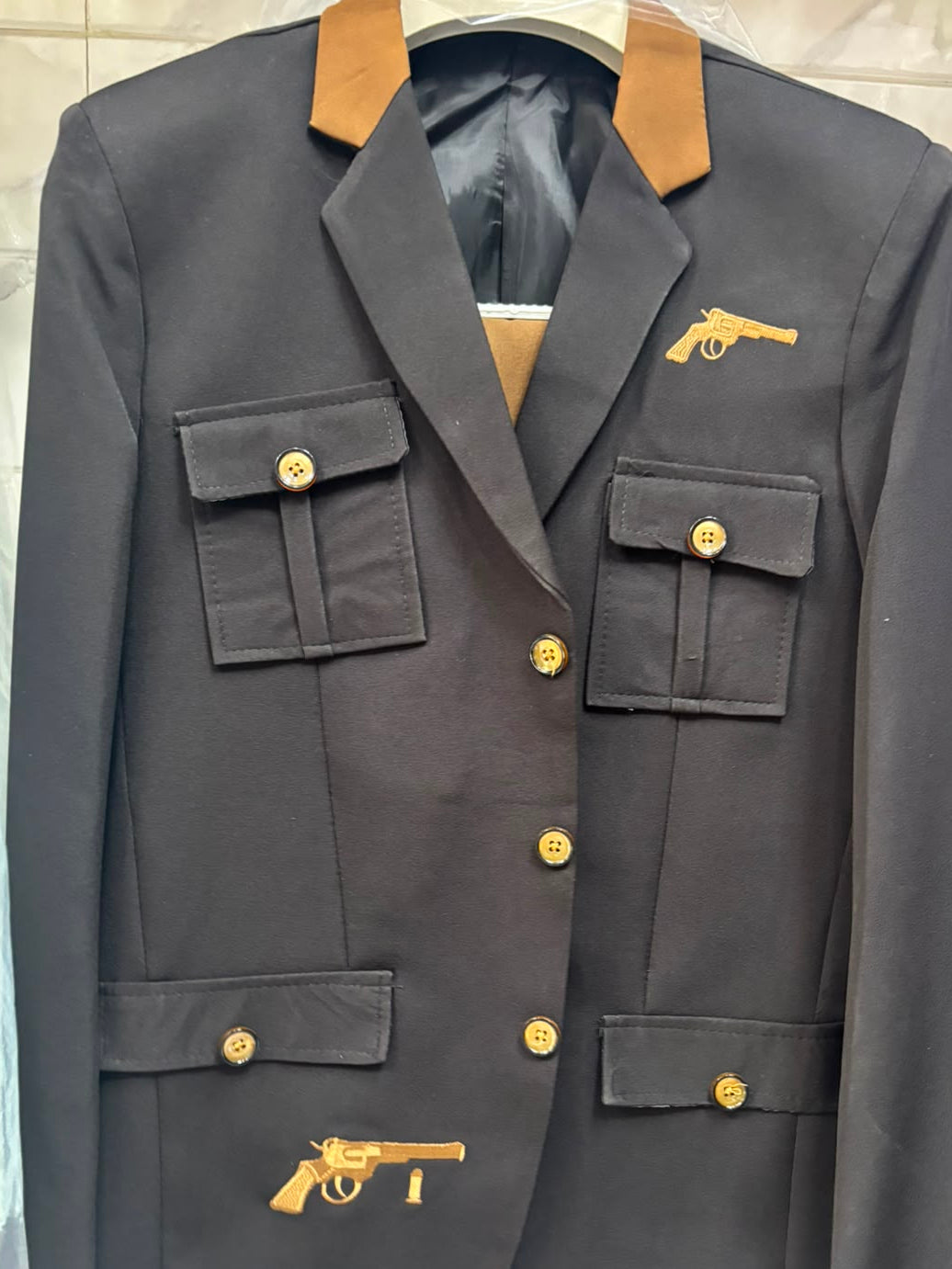 Club AK Premium Men's Black Blazer with Mustard Trouser for Party & Reception