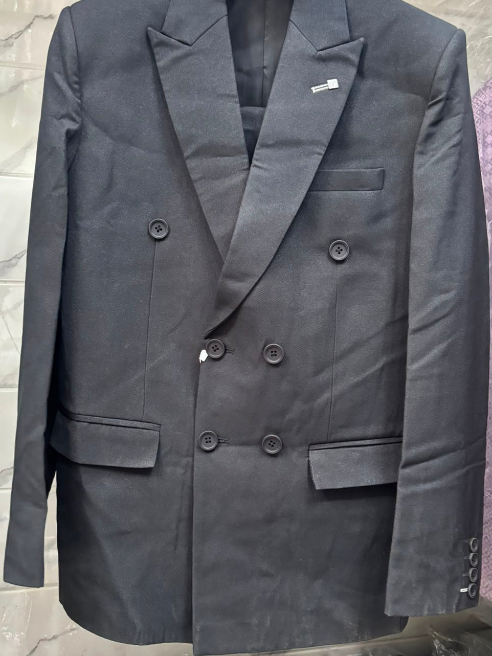 Club AK Men's Stylish Wedding & Business Wear Double Breasted Suit in Navy Blue