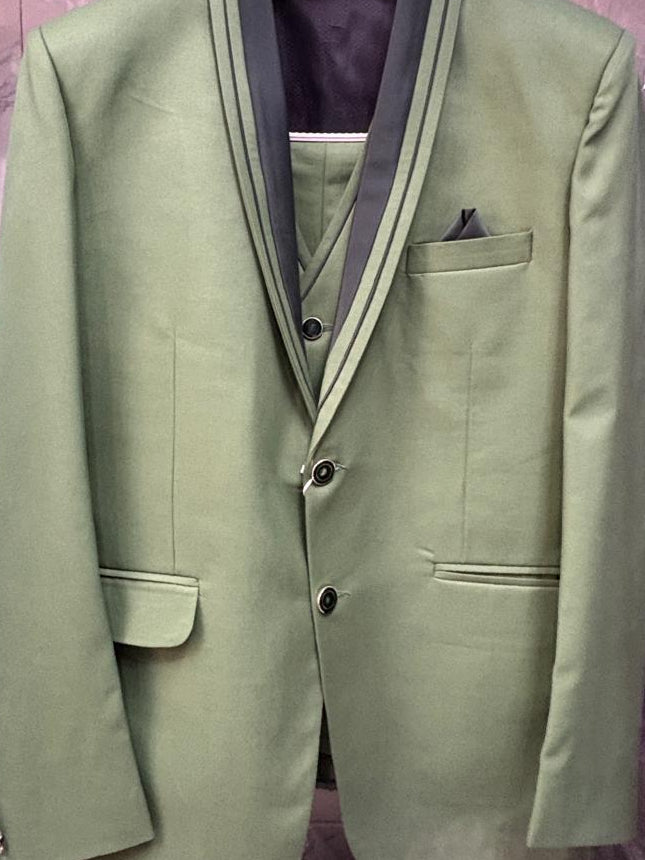 Club AK Luxury Three Piece Suit Set in Sage Green for Men