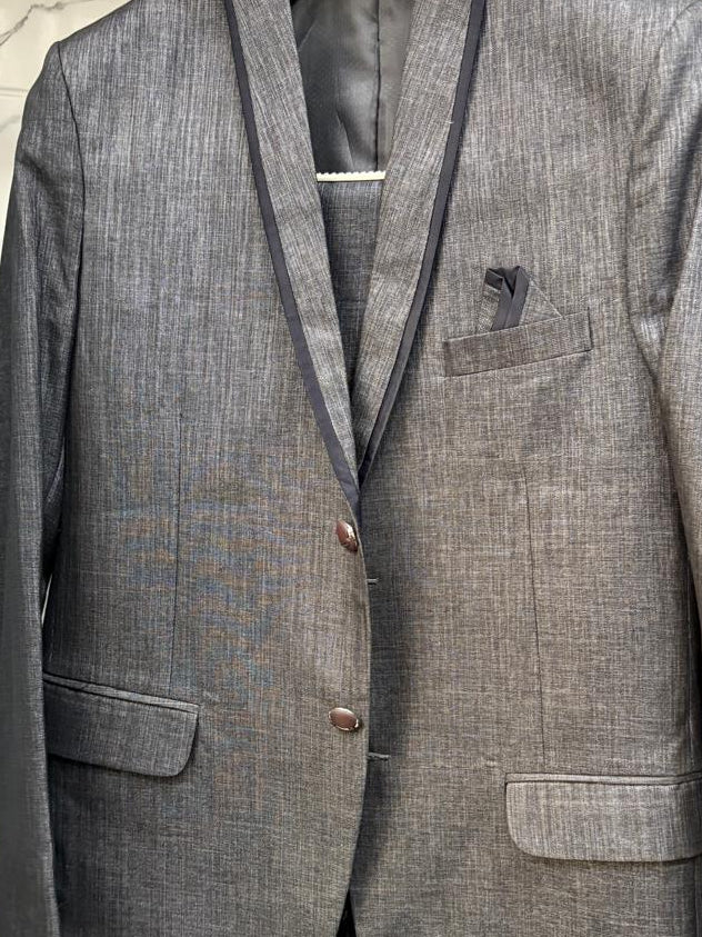 Club AK Men's Premium Charcoal Grey Formal Suit Set for Wedding, Reception & Party Wear