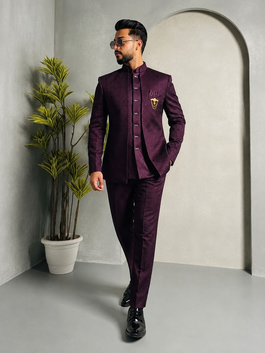 Club AK Three piece Jodhpuri shrug for Men