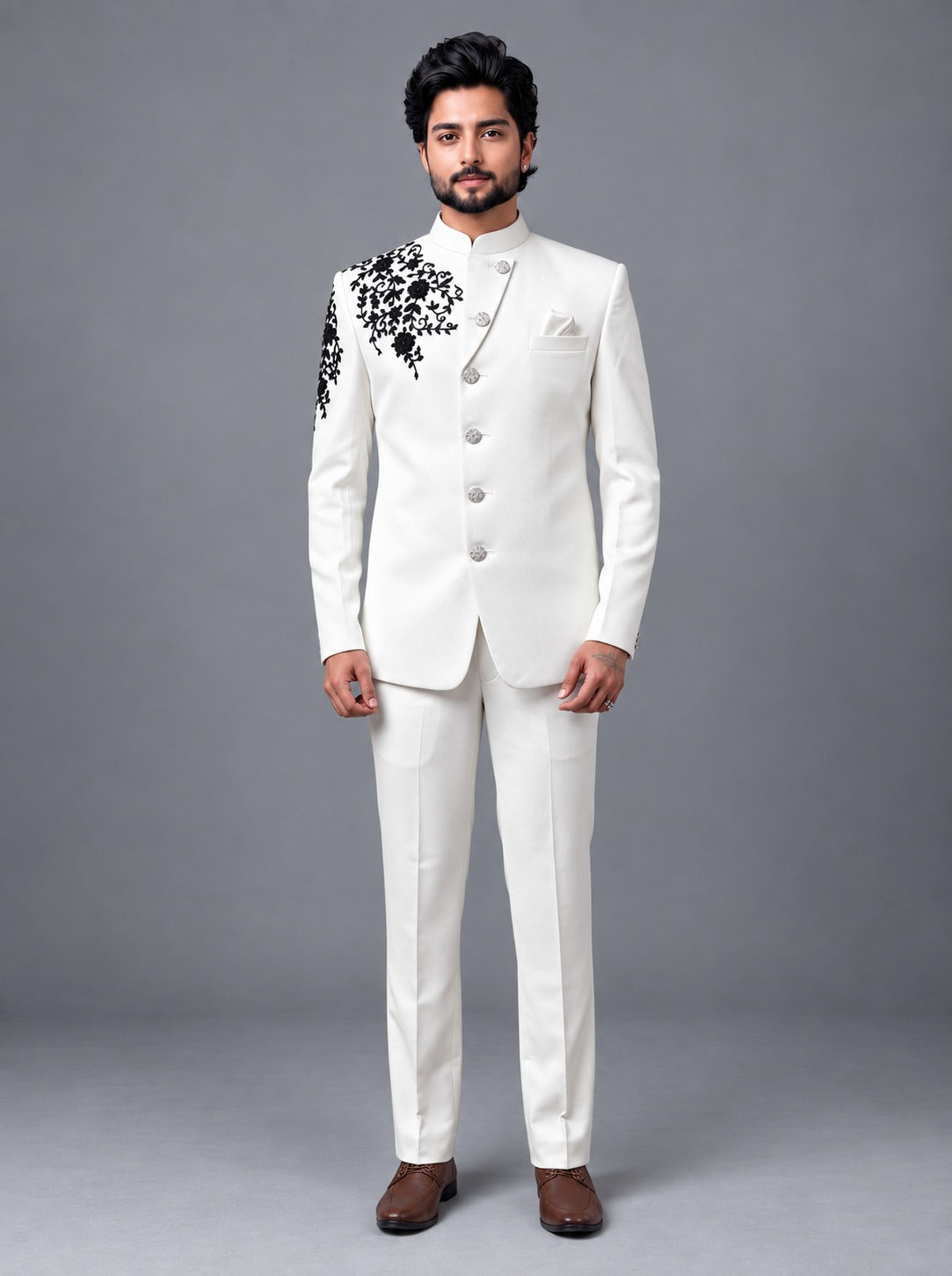 Club AK Men’s Premium Embroidered Bandhgala Jodhpuri Suit