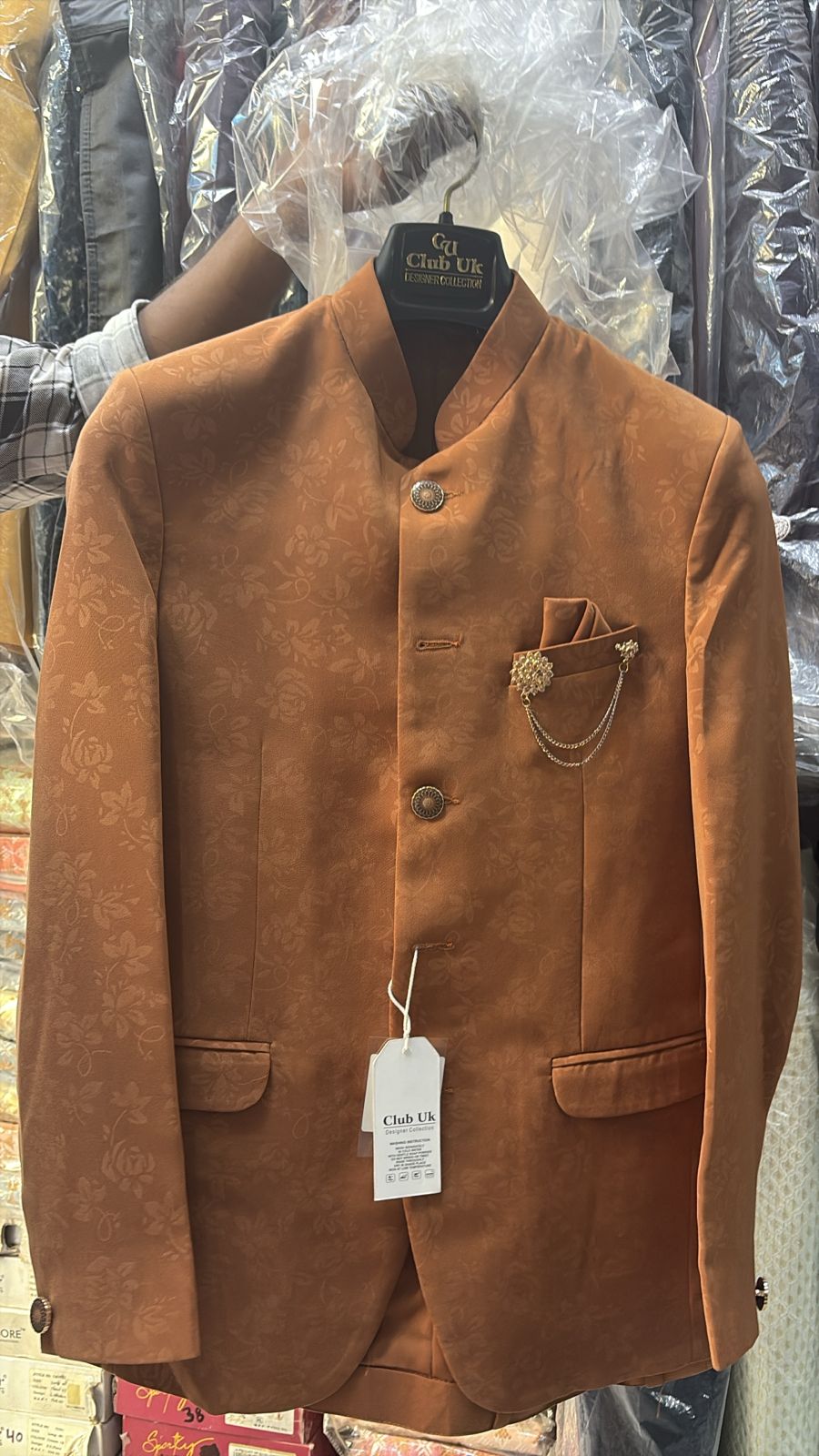 Rust Jodhpuri suit for men side view