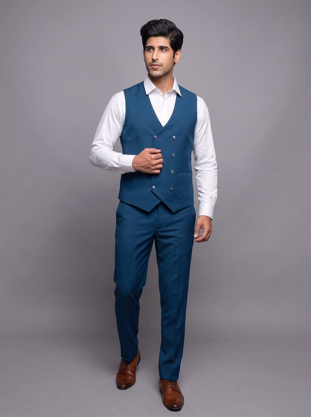 Club AK Teal Blue 3-Piece Suit for Men | Wedding Wear