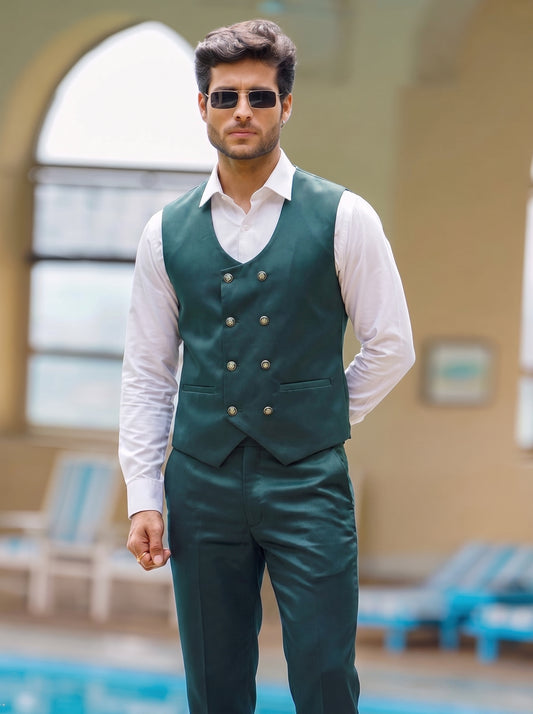 Club AK Men's Designer Dark Green Suit | Slim Fit 3 Piece Formal Wear