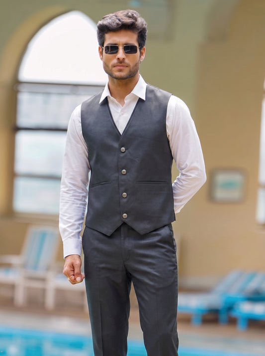 Club AK Men's Black Wedding Suit | Designer 3 Piece Formal Outfit