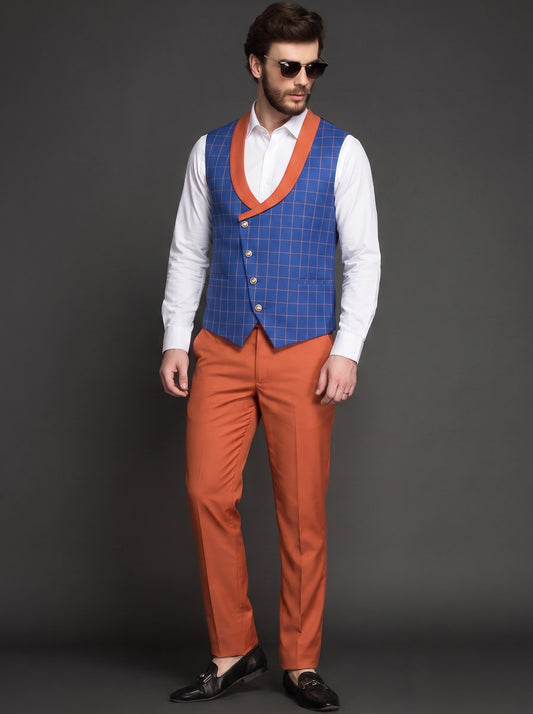 Club AK Premium Orange 3 Piece Suit for Men | Wedding & Party Wear