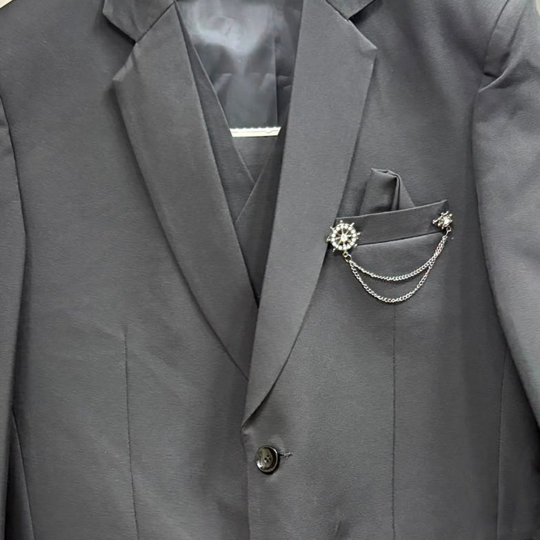 Club AK Men's Elegant Black Three Piece Suit for Men with Blazer, Waistcoat and Formal Pants | Premium Wedding & Party Wear