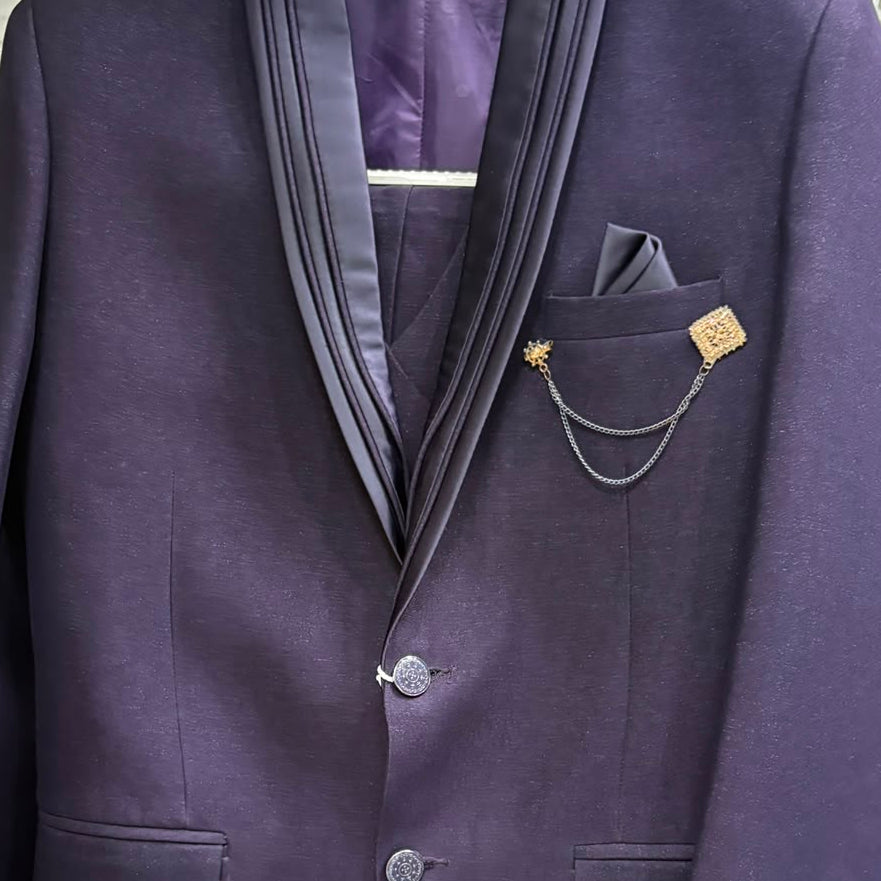 Club AK Men's Luxury Purple Blazer Suit Set with Waistcoat and Trouser | Designer Formal Wear for Men