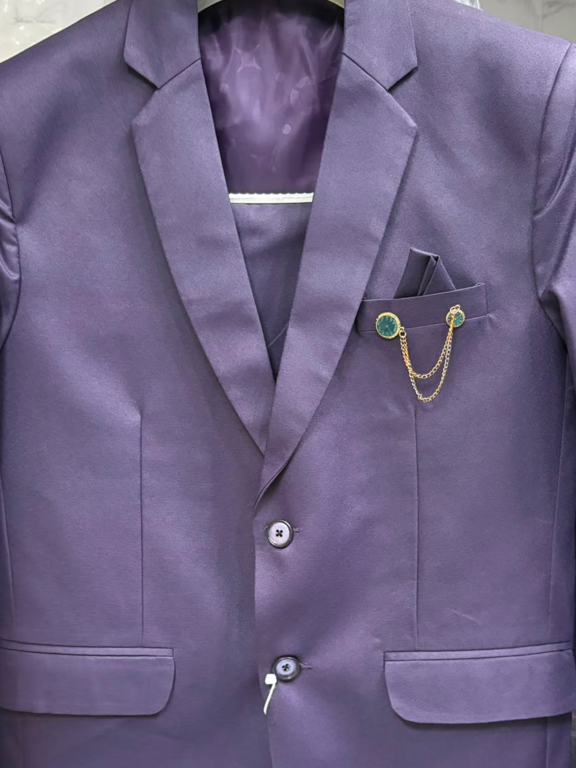 Club AK Men's Elegant Lavender Purple Three Piece Suit for Men with Blazer, Waistcoat and Formal Pants | Premium Wedding Wear