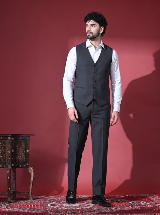Club AK Men's Designer Black 3 Piece Suit Set with Classic Waistcoat | Luxury Party Wear Suit for Men